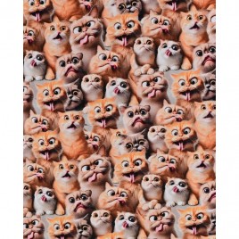 Džersio trikotažas su skaitmenine spauda Funny Cats